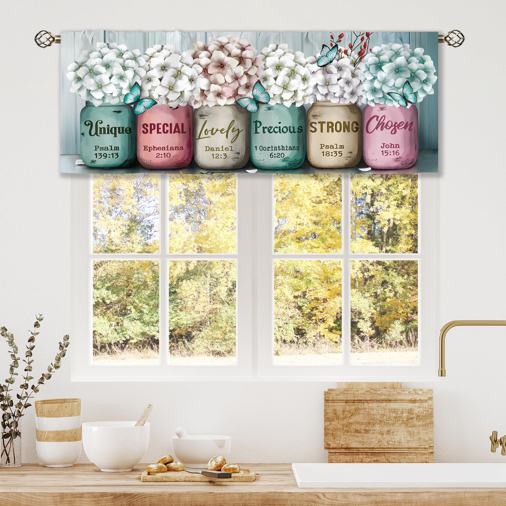 Floral Kitchen Curtains Daisy Rustic Vintage Flower Inspirational Small Short Cafe Window Curtains