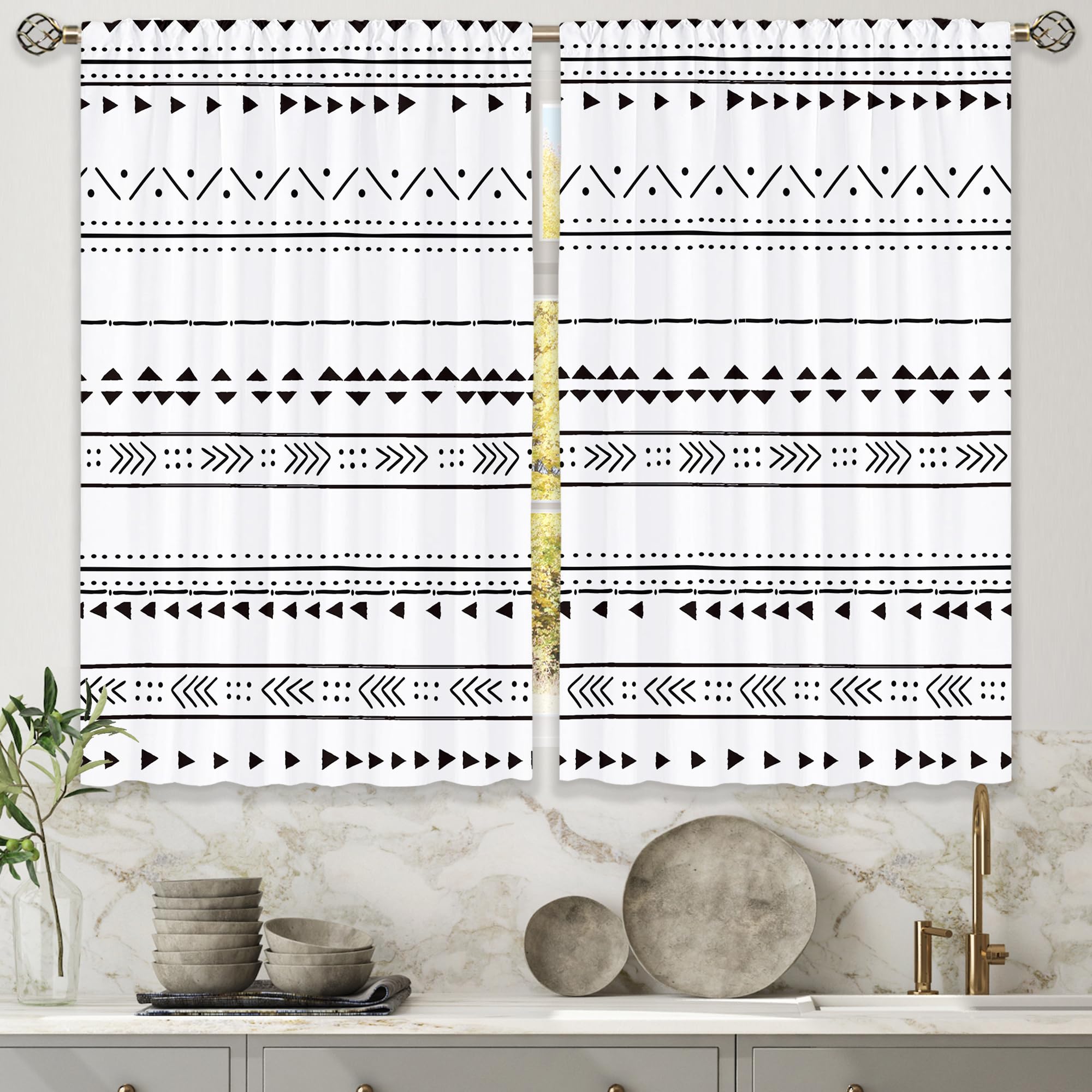 Floral Kitchen Curtains Daisy Rustic Vintage Flower Inspirational Small Short Cafe Window Curtains