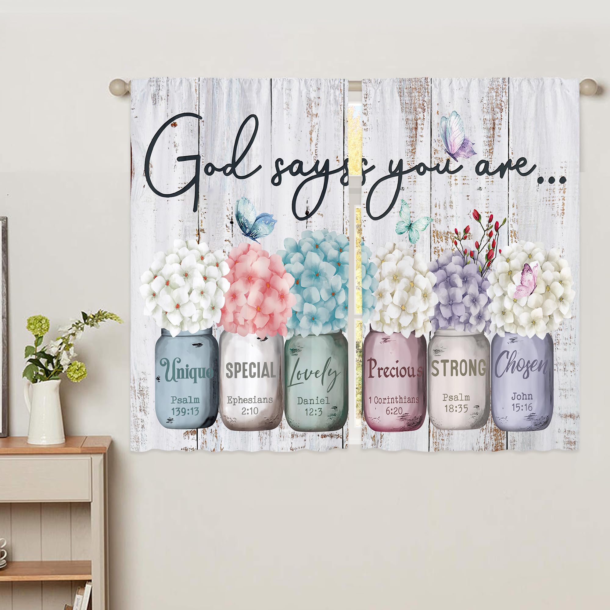 Floral Kitchen Curtains Daisy Rustic Vintage Flower Inspirational Small Short Cafe Window Curtains