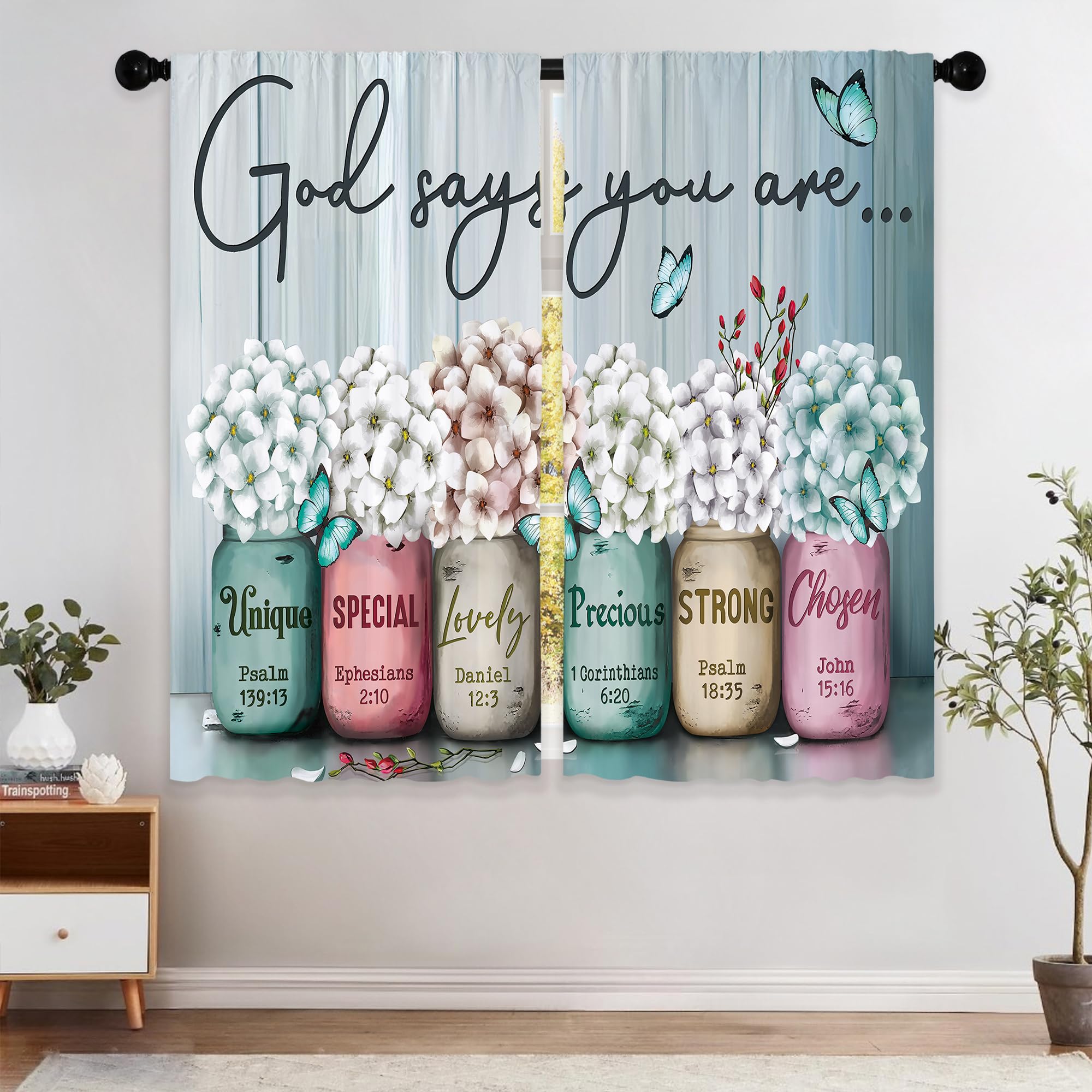 Floral Kitchen Curtains Daisy Rustic Vintage Flower Inspirational Small Short Cafe Window Curtains