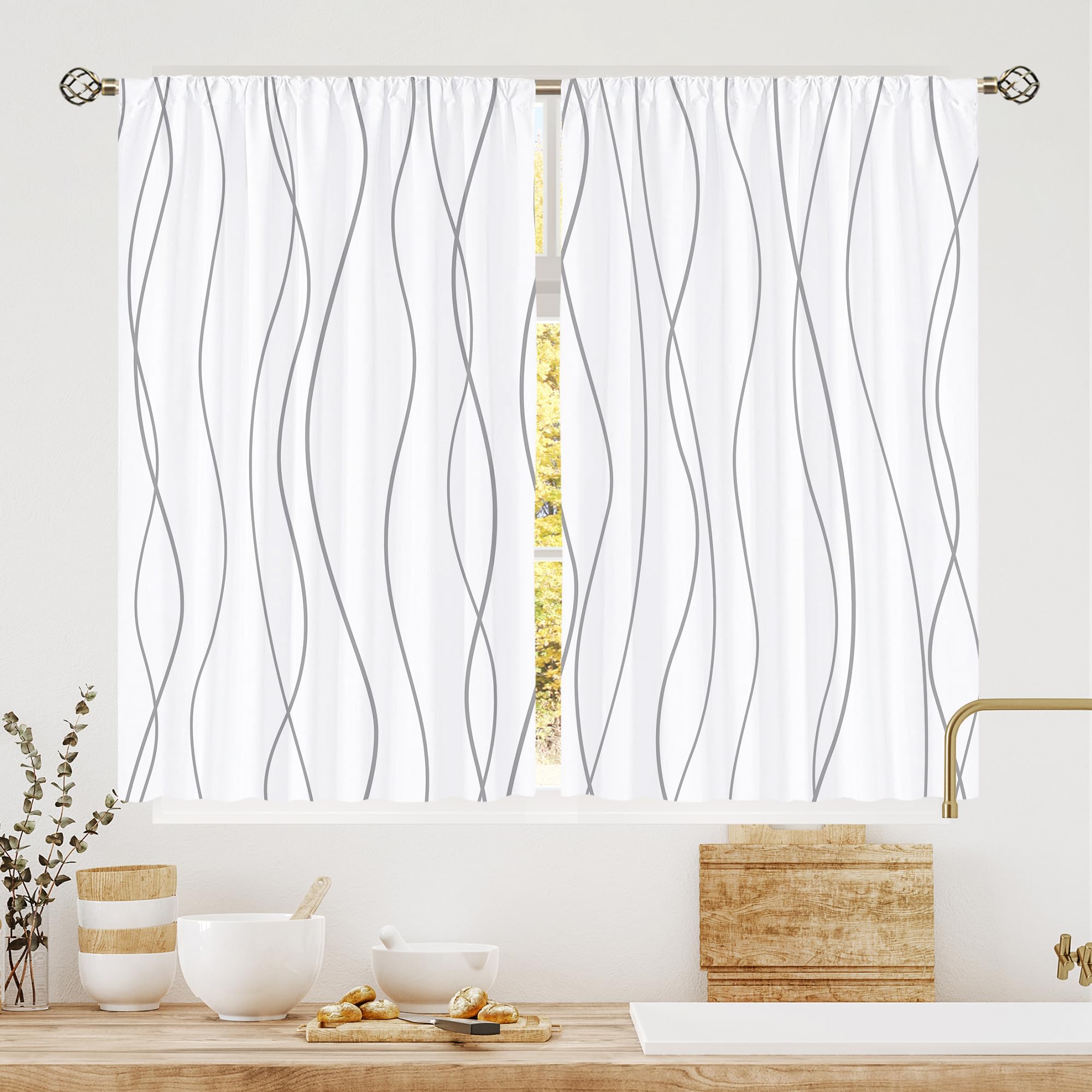 Floral Kitchen Curtains Daisy Rustic Vintage Flower Inspirational Small Short Cafe Window Curtains