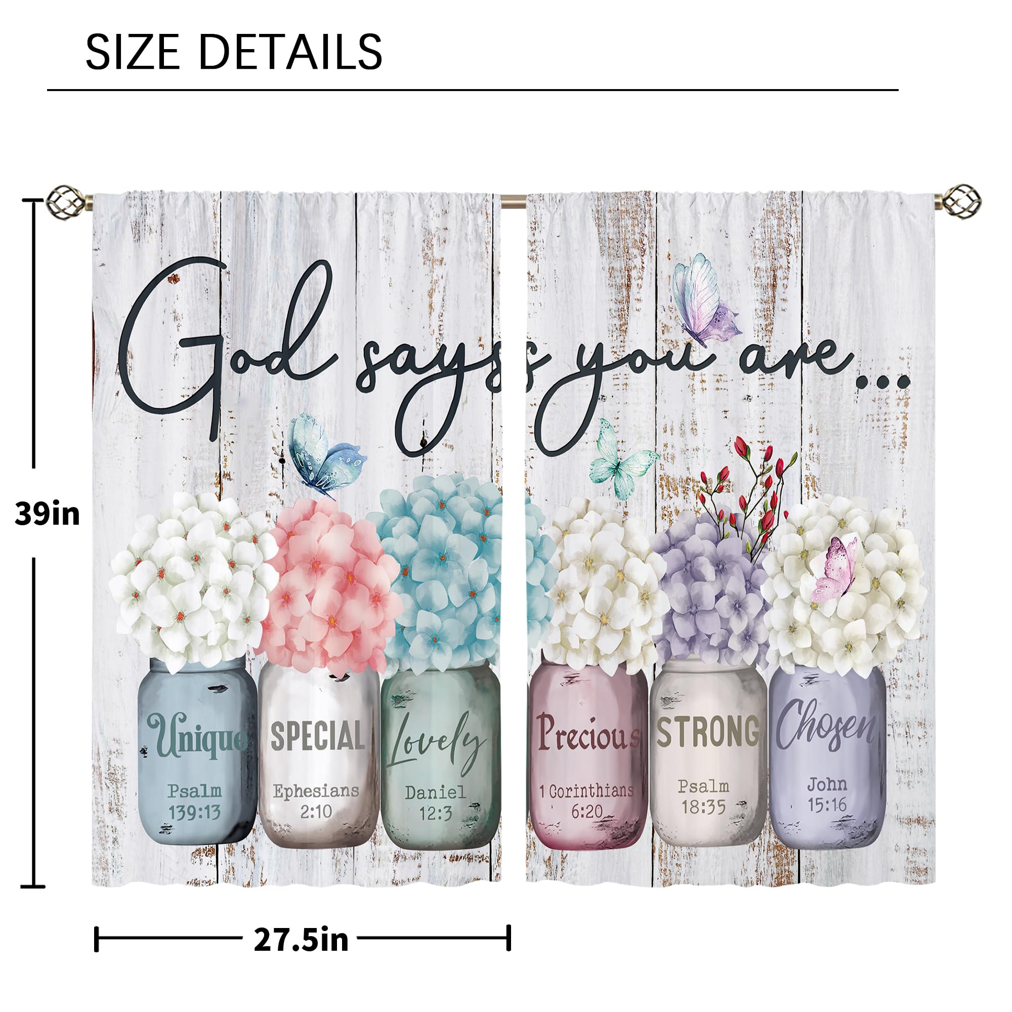 Floral Kitchen Curtains Daisy Rustic Vintage Flower Inspirational Small Short Cafe Window Curtains