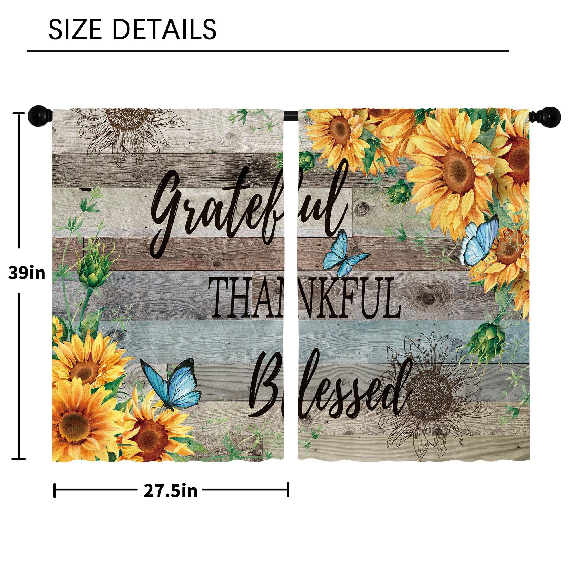 Floral Kitchen Curtains Daisy Rustic Vintage Flower Inspirational Small Short Cafe Window Curtains