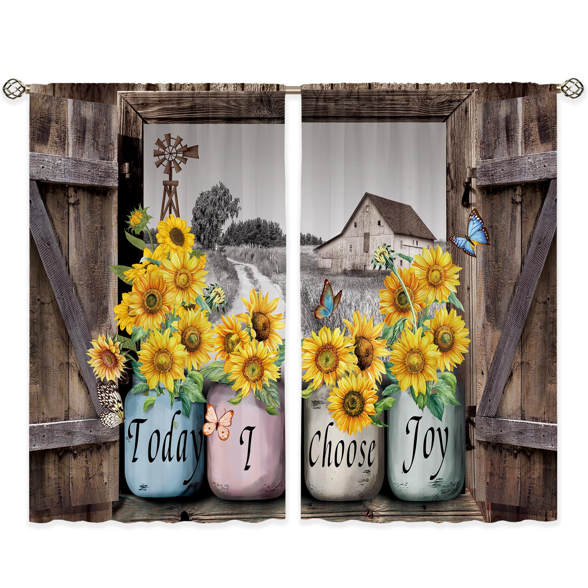 Floral Kitchen Curtains Daisy Rustic Vintage Flower Inspirational Small Short Cafe Window Curtains