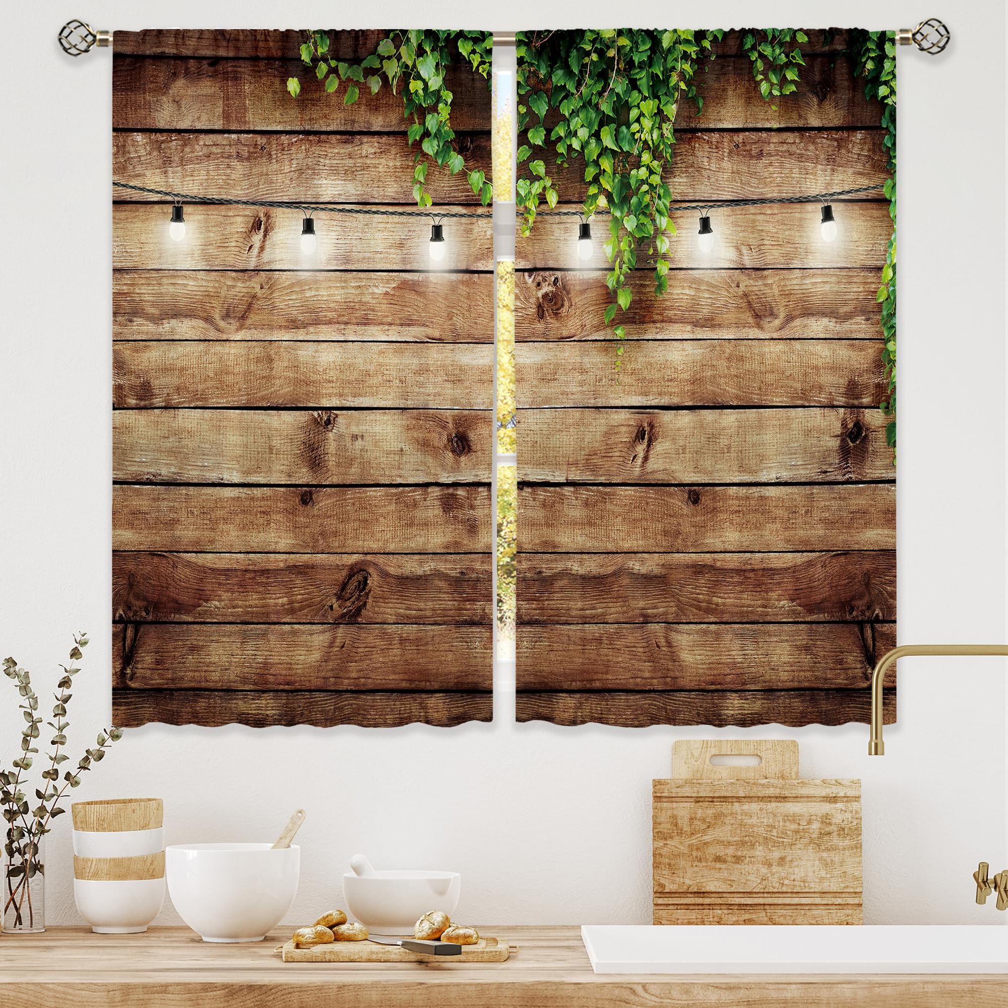 Floral Kitchen Curtains Daisy Rustic Vintage Flower Inspirational Small Short Cafe Window Curtains