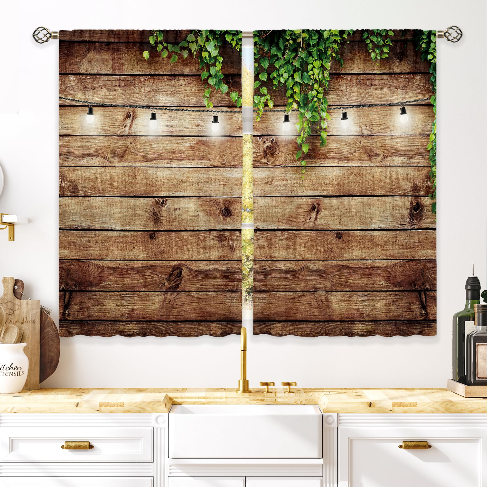 Floral Kitchen Curtains Daisy Rustic Vintage Flower Inspirational Small Short Cafe Window Curtains