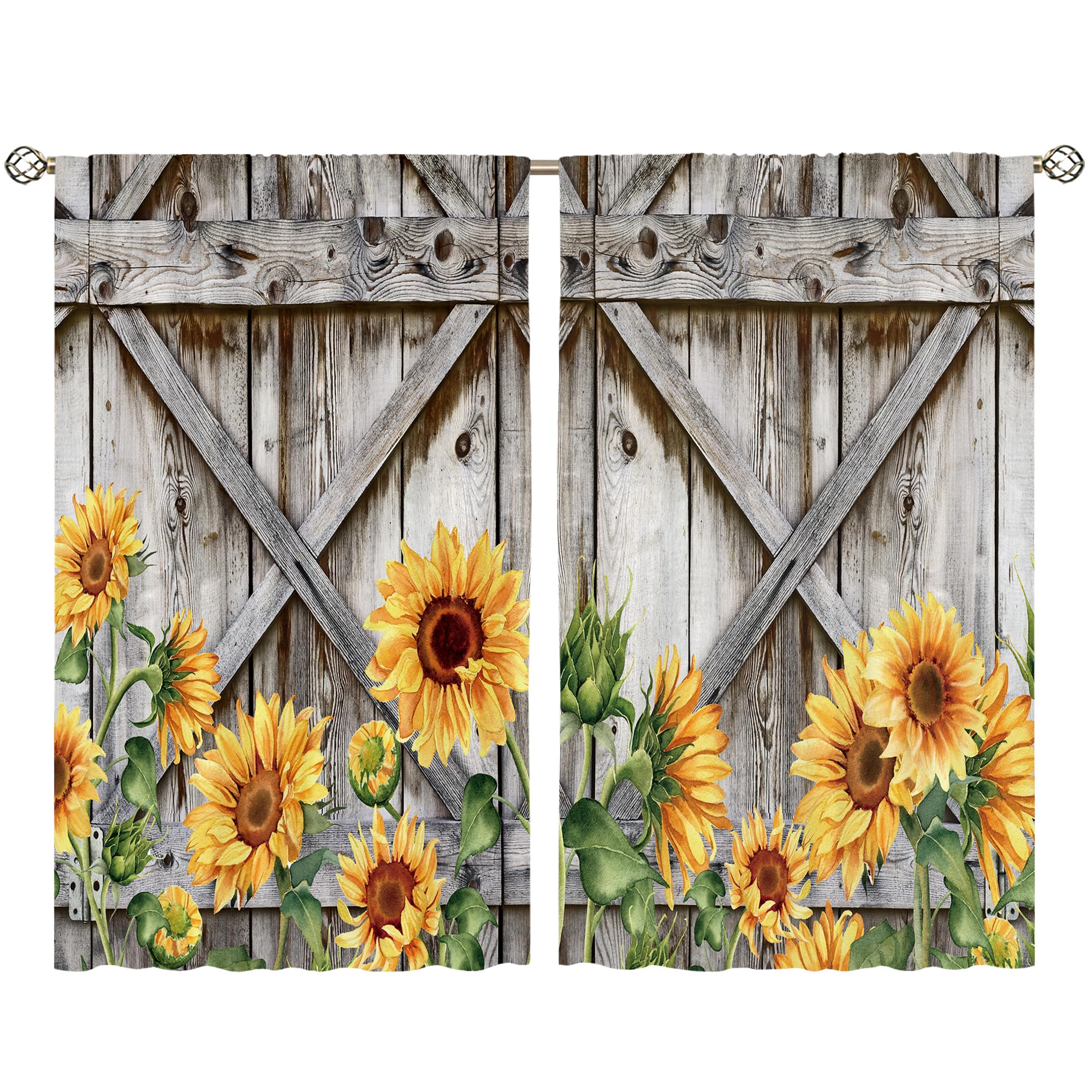 Floral Kitchen Curtains Daisy Rustic Vintage Flower Inspirational Small Short Cafe Window Curtains