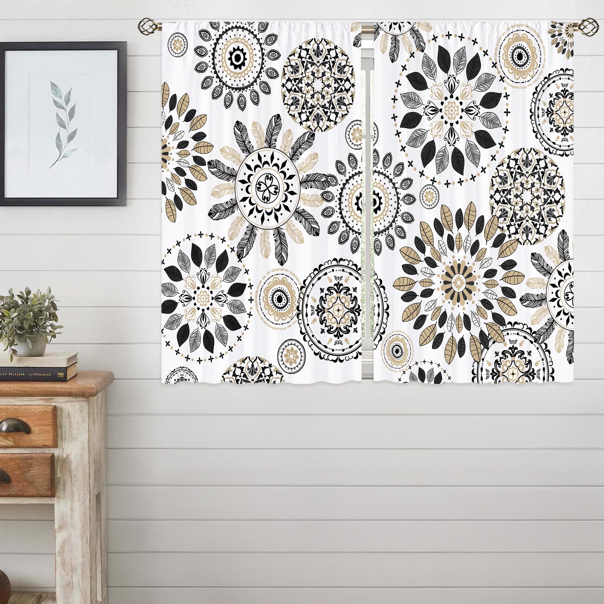 Floral Kitchen Curtains Daisy Rustic Vintage Flower Inspirational Small Short Cafe Window Curtains