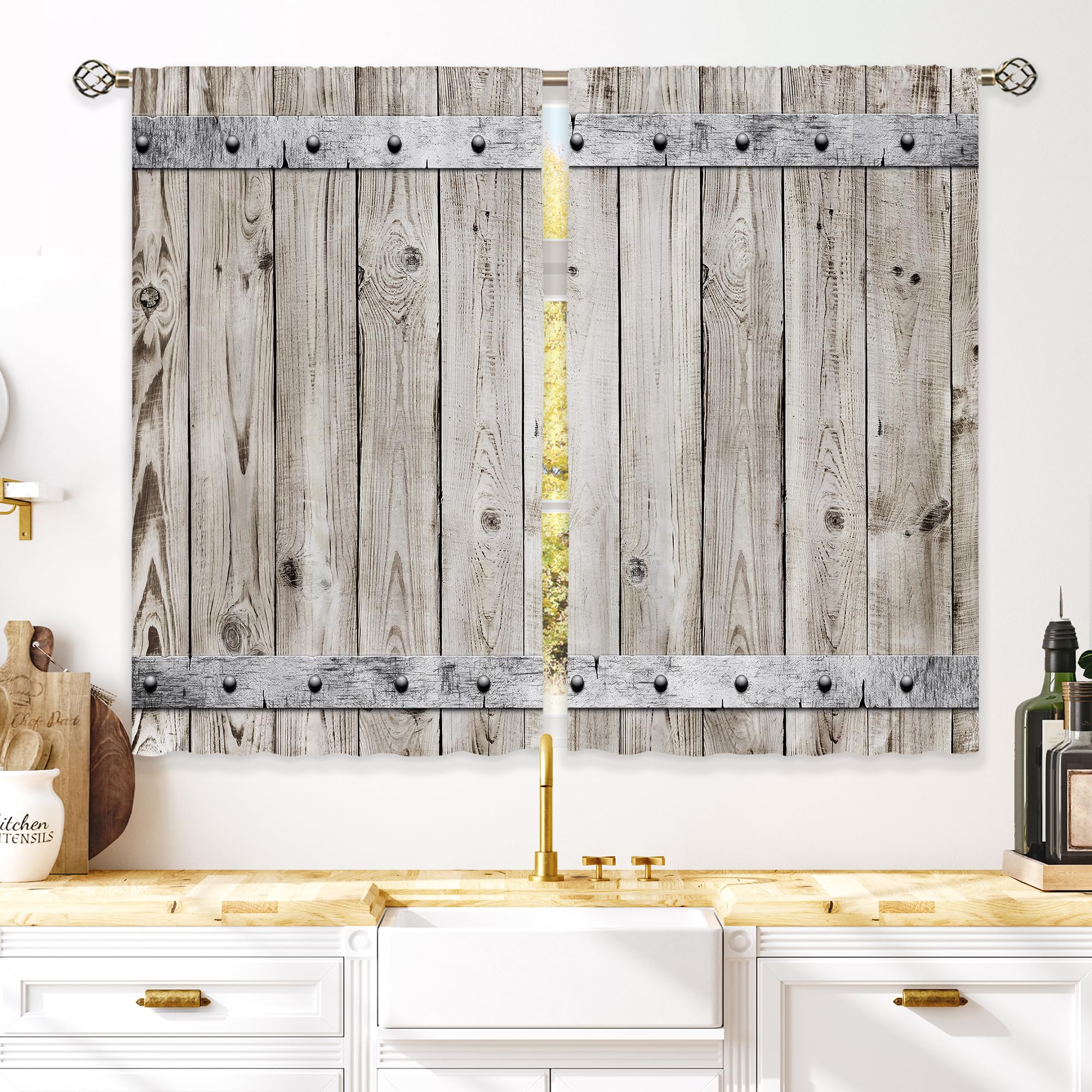 Floral Kitchen Curtains Daisy Rustic Vintage Flower Inspirational Small Short Cafe Window Curtains