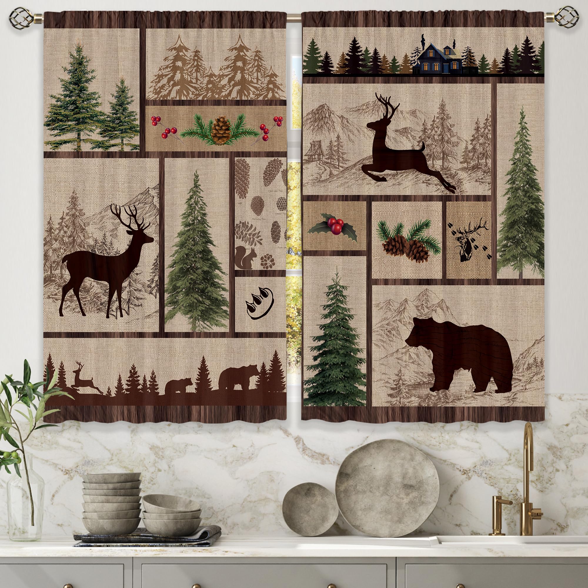 Floral Kitchen Curtains Daisy Rustic Vintage Flower Inspirational Small Short Cafe Window Curtains