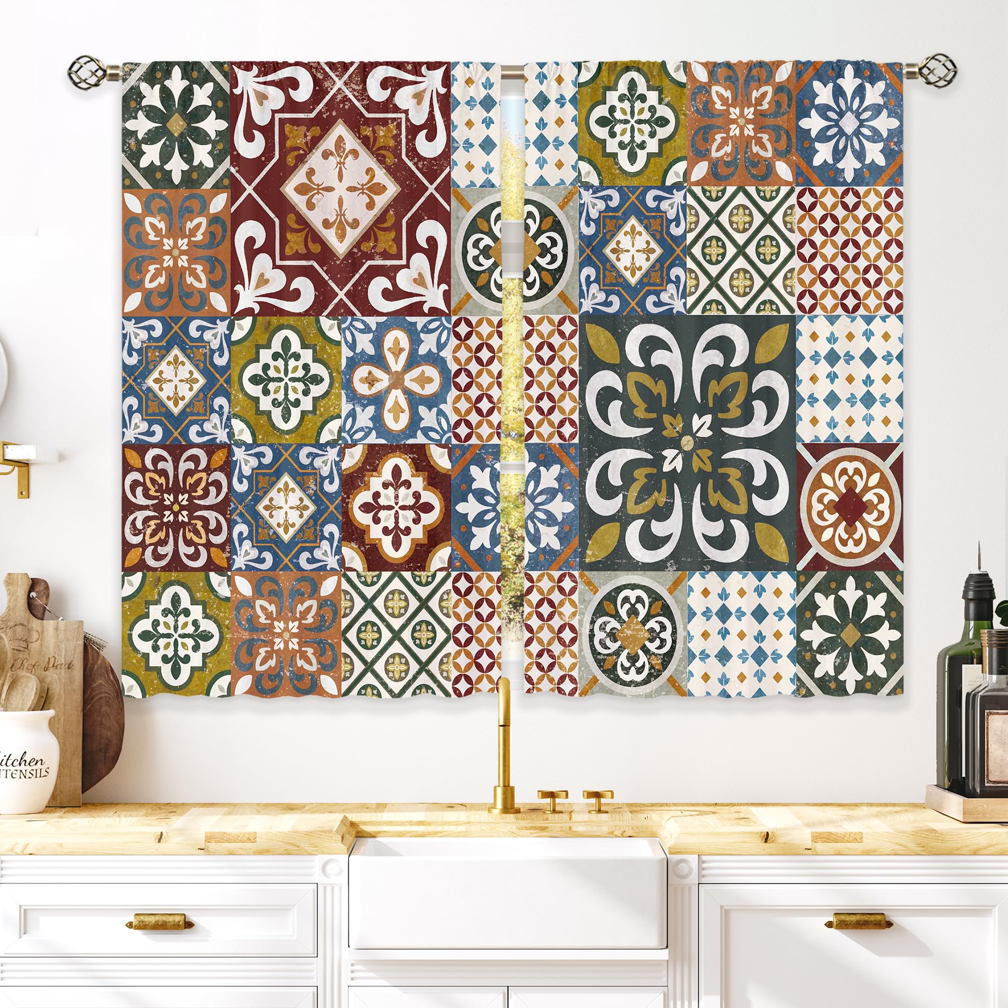 Floral Kitchen Curtains Daisy Rustic Vintage Flower Inspirational Small Short Cafe Window Curtains