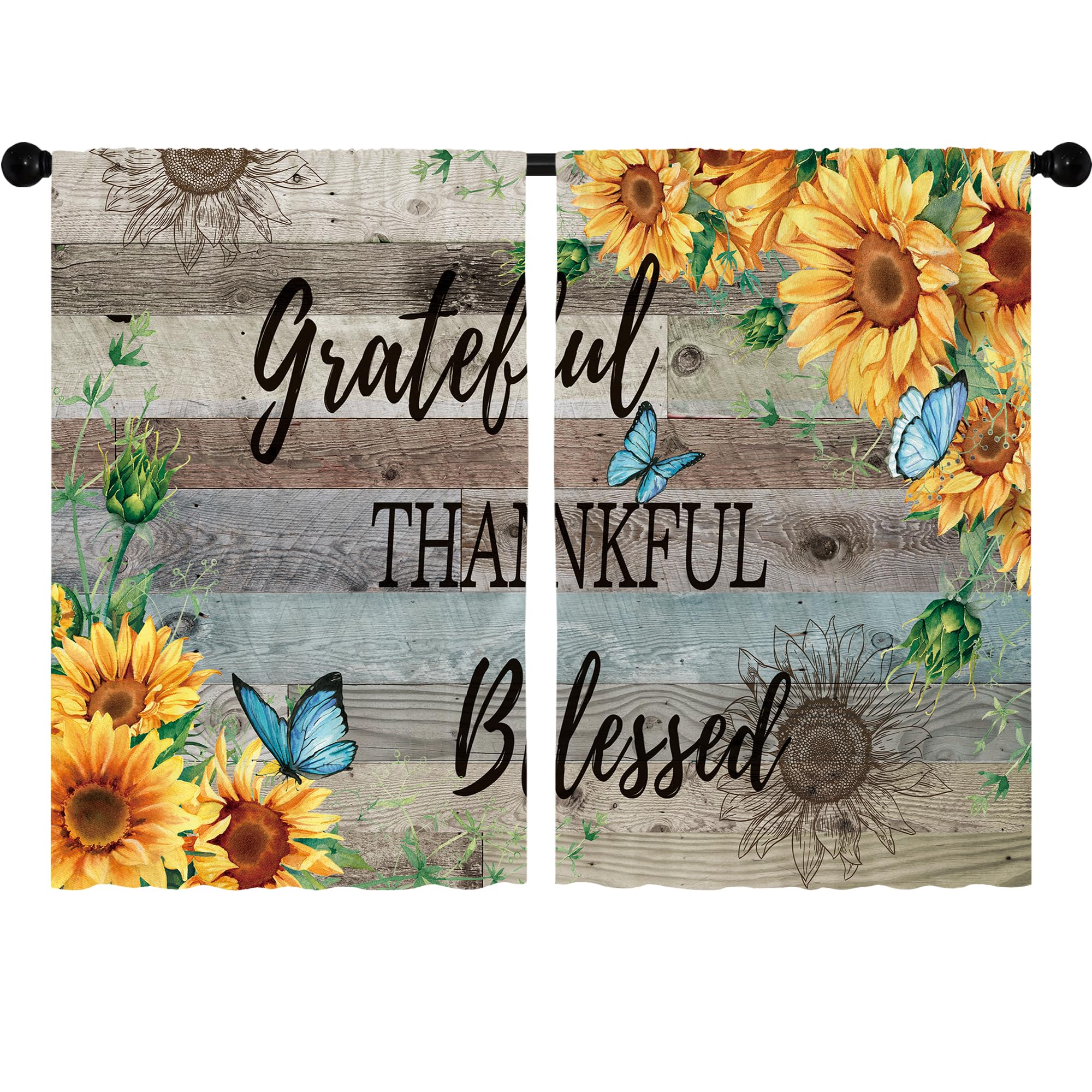 Floral Kitchen Curtains Daisy Rustic Vintage Flower Inspirational Small Short Cafe Window Curtains