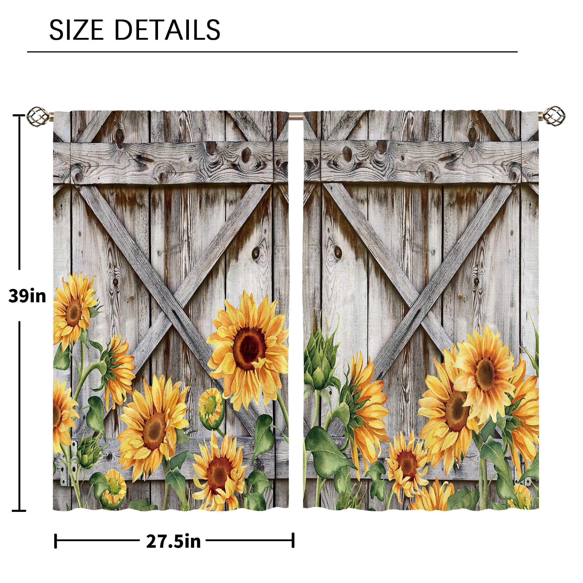 Floral Kitchen Curtains Daisy Rustic Vintage Flower Inspirational Small Short Cafe Window Curtains