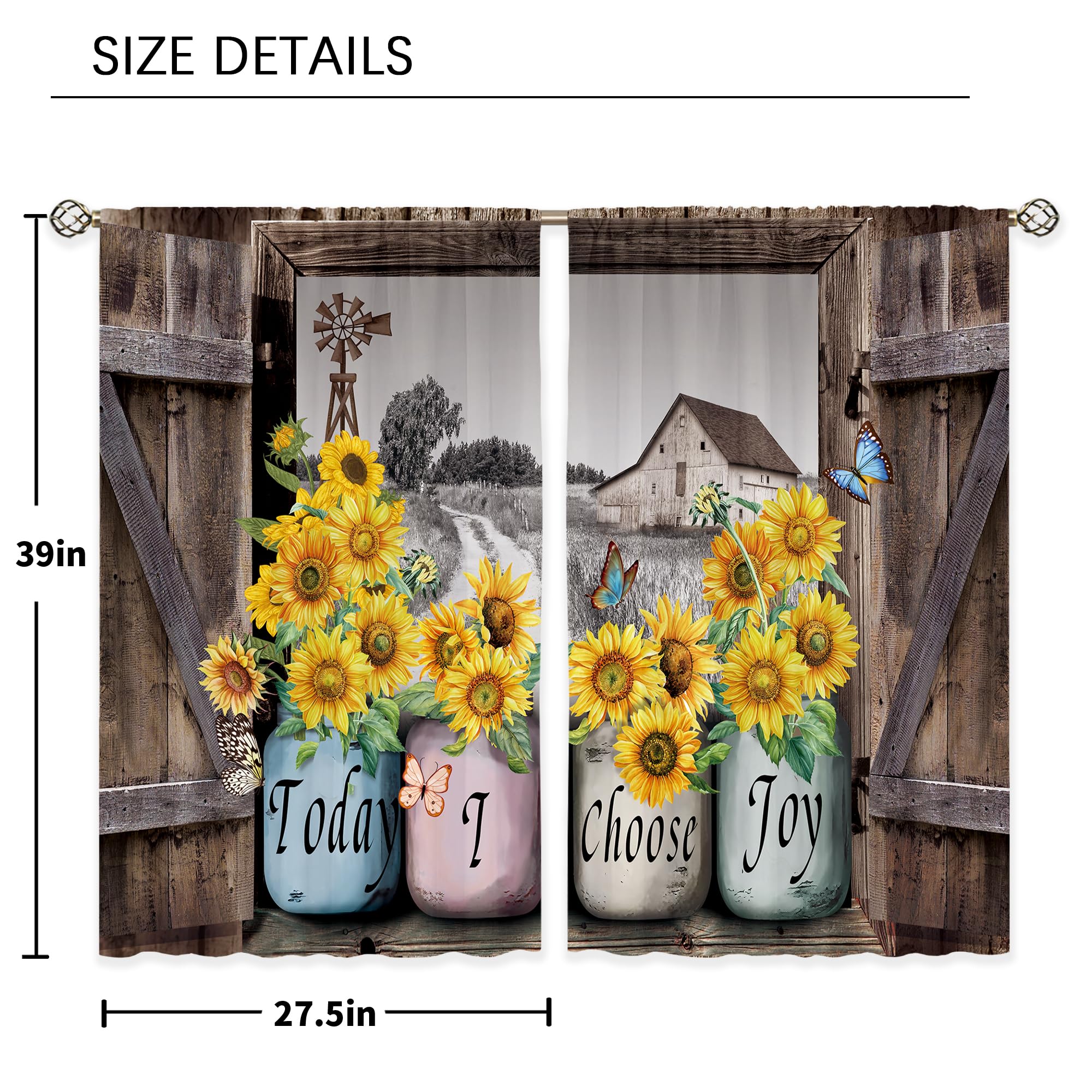 Floral Kitchen Curtains Daisy Rustic Vintage Flower Inspirational Small Short Cafe Window Curtains