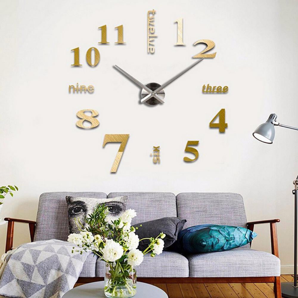 3D Large Wall Clock Battery Operated DIY Wall Clock for Modern Decorative Living Room/Office (Battery not included)