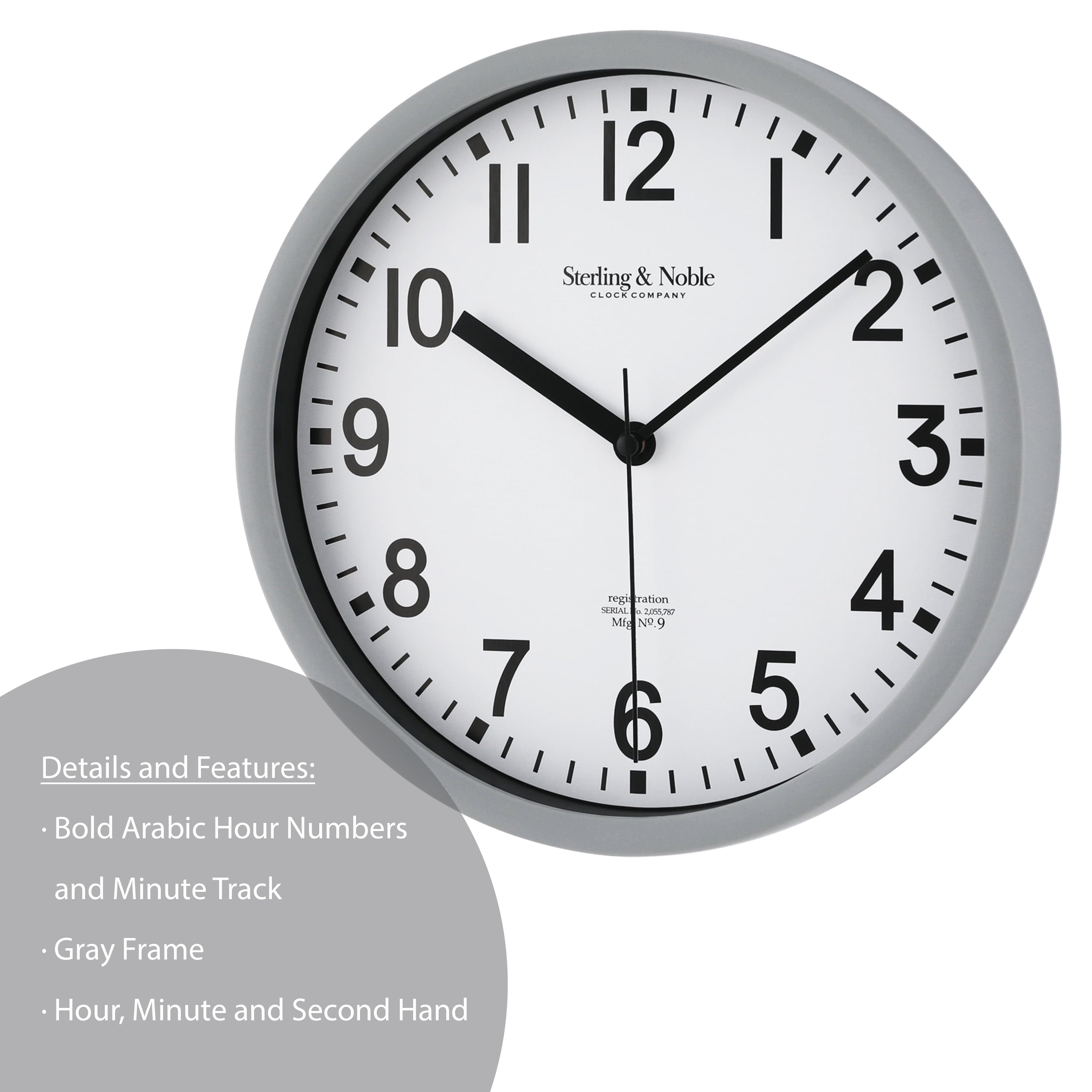 Mainstays Basic Indoor 8.78" Black Analog Round Modern Wall Clock
