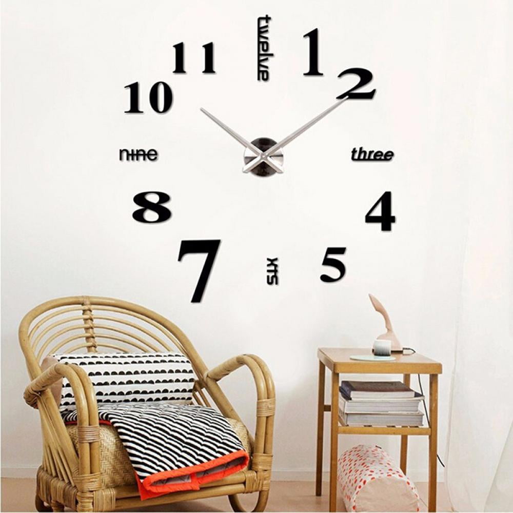 3D Large Wall Clock Battery Operated DIY Wall Clock for Modern Decorative Living Room/Office (Battery not included)