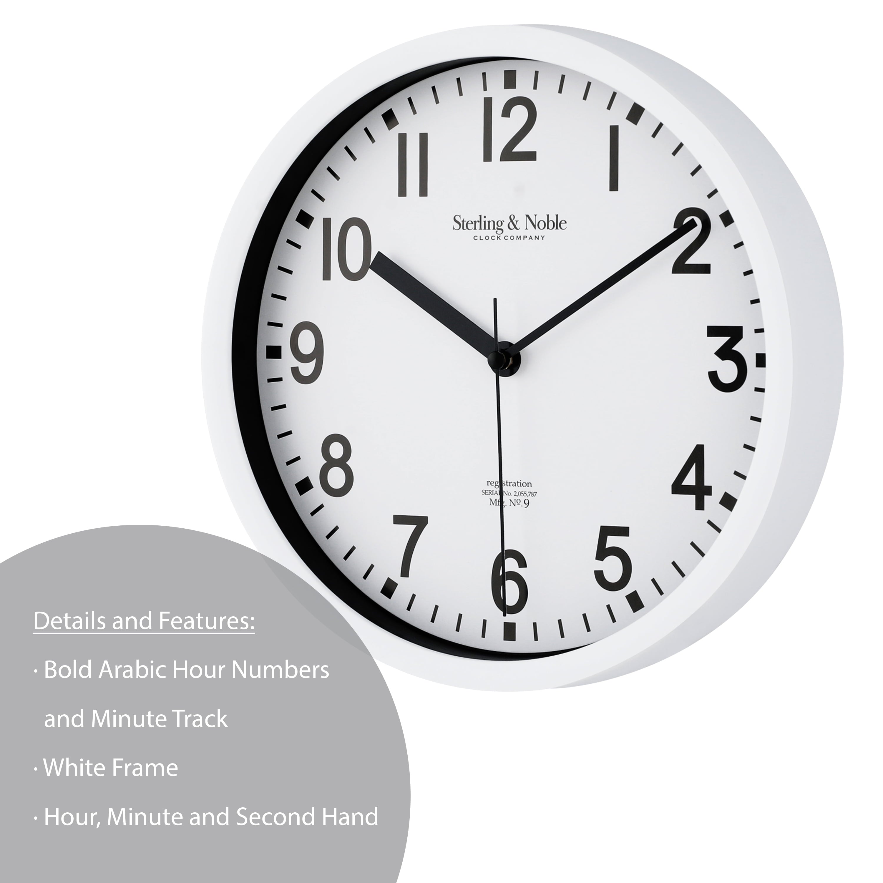 Mainstays Basic Indoor 8.78" Black Analog Round Modern Wall Clock