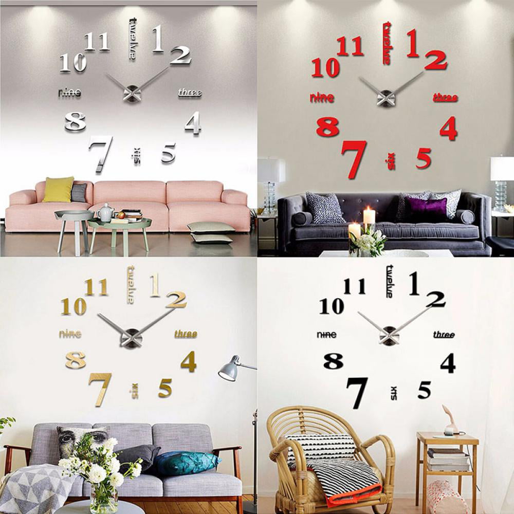 3D Large Wall Clock Battery Operated DIY Wall Clock for Modern Decorative Living Room/Office (Battery not included)