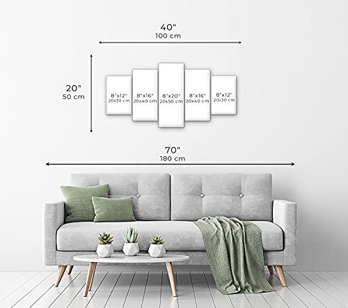 Acoustic Canvas Wall Art Abstract 80x40 in - 5pcs Home Decor Framed Stretched Picture Photo Painting Artwork for Living Room