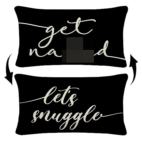 Let's Snuggle Reversible Black Decor Throw Pillow Case Decor for Home Bedroom, 12'' x 20'' Pillow case,
