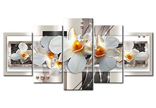 Wall Art Flowers Orchid 5pcs Home Decor Framed Stretched Picture Photo Painting Artwork for Living Room Floral Nature Botanical