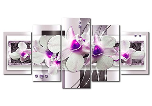 Wall Art Flowers Orchid 5pcs Home Decor Framed Stretched Picture Photo Painting Artwork for Living Room Floral Nature Botanical