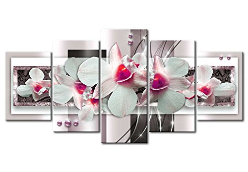 Wall Art Flowers Orchid 5pcs Home Decor Framed Stretched Picture Photo Painting Artwork for Living Room Floral Nature Botanical