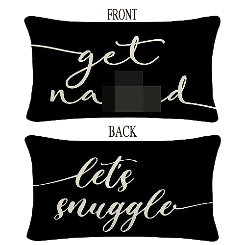 Let's Snuggle Reversible Black Decor Throw Pillow Case Decor for Home Bedroom, 12'' x 20'' Pillow case,