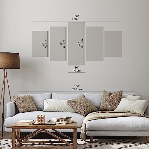 Acoustic Canvas Wall Art Abstract 80x40 in - 5pcs Home Decor Framed Stretched Picture Photo Painting Artwork for Living Room