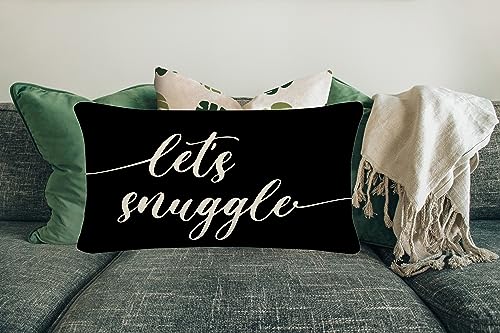 Let's Snuggle Reversible Black Decor Throw Pillow Case Decor for Home Bedroom, 12'' x 20'' Pillow case,