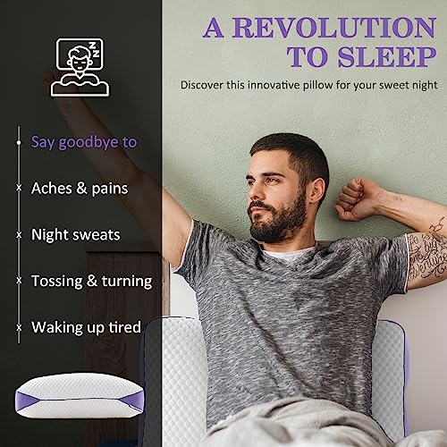 Adjustable Shredded Memory Foam Pillows Queen Size, Cooling Bed Pillows for Side Stomach & Back Sleepers, 2 Packs 20"x28"