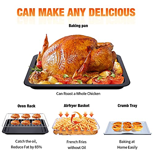 6 Slice 26QT Air Fryer Toaster Oven Combo, Air Fryer Oven,Roast, Bake, Broil, Reheat, Fry Oil-Free, , Stainless Steel,