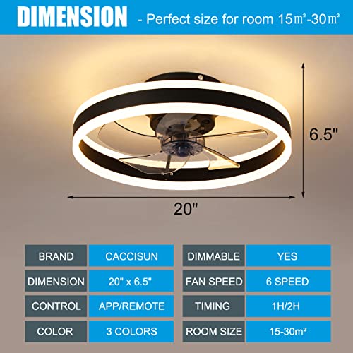 CACCISUN 27" Smart Ceiling Fan with Lights and Remote