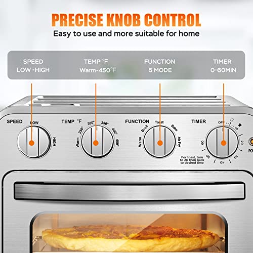 6 Slice 26QT Air Fryer Toaster Oven Combo, Air Fryer Oven,Roast, Bake, Broil, Reheat, Fry Oil-Free, , Stainless Steel,