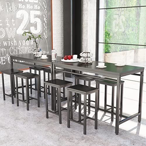 4 Pieces Dining Table Set, Industrial Dining Table with Bench and Chairs, Table Set with Storage Rack