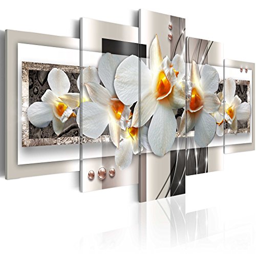 Wall Art Flowers Orchid 5pcs Home Decor Framed Stretched Picture Photo Painting Artwork for Living Room Floral Nature Botanical