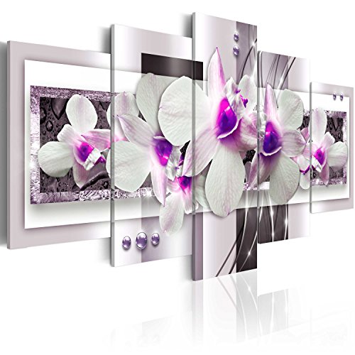 Wall Art Flowers Orchid 5pcs Home Decor Framed Stretched Picture Photo Painting Artwork for Living Room Floral Nature Botanical