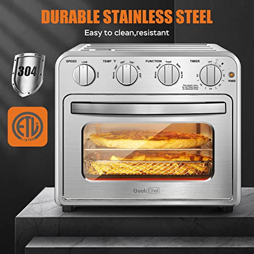 6 Slice 26QT Air Fryer Toaster Oven Combo, Air Fryer Oven,Roast, Bake, Broil, Reheat, Fry Oil-Free, , Stainless Steel,