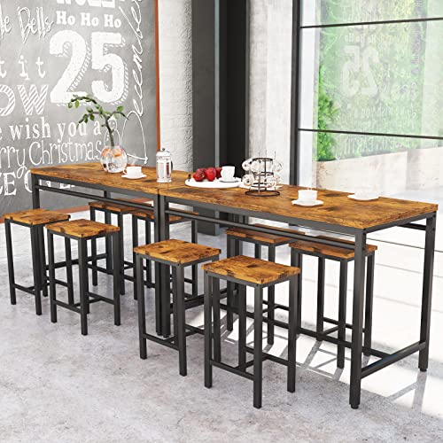 4 Pieces Dining Table Set, Industrial Dining Table with Bench and Chairs, Table Set with Storage Rack