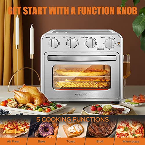 6 Slice 26QT Air Fryer Toaster Oven Combo, Air Fryer Oven,Roast, Bake, Broil, Reheat, Fry Oil-Free, , Stainless Steel,