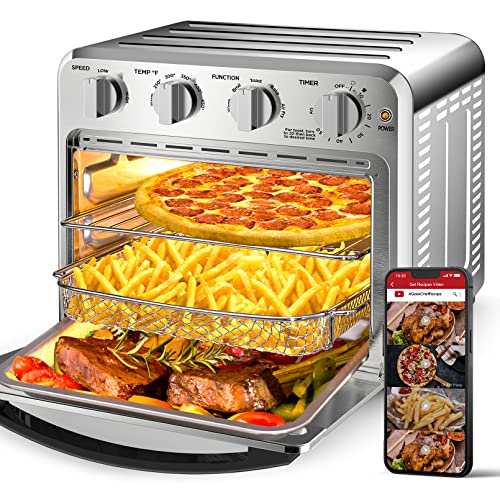 6 Slice 26QT Air Fryer Toaster Oven Combo, Air Fryer Oven,Roast, Bake, Broil, Reheat, Fry Oil-Free, , Stainless Steel,