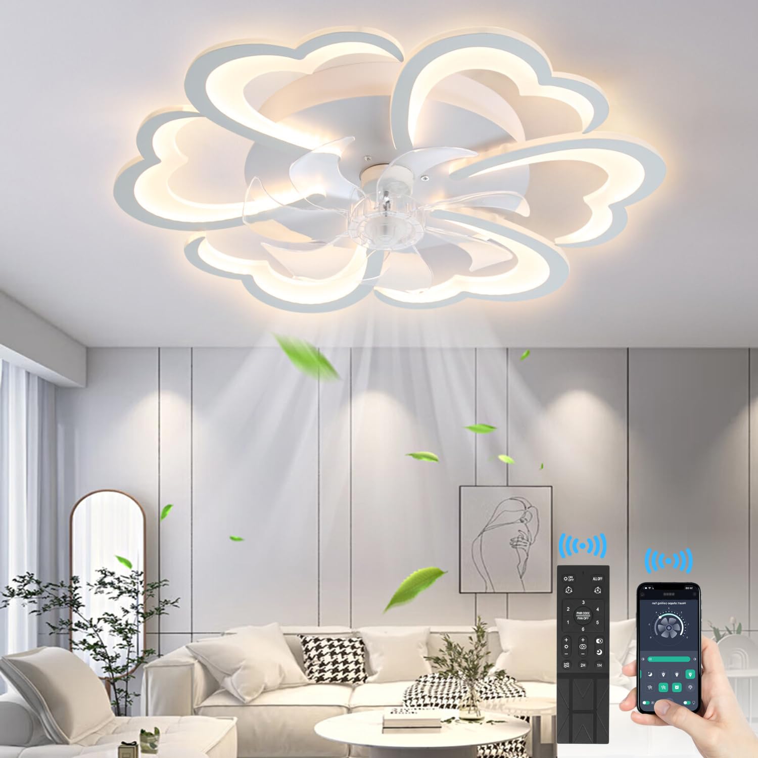 CACCISUN 27" Smart Ceiling Fan with Lights and Remote