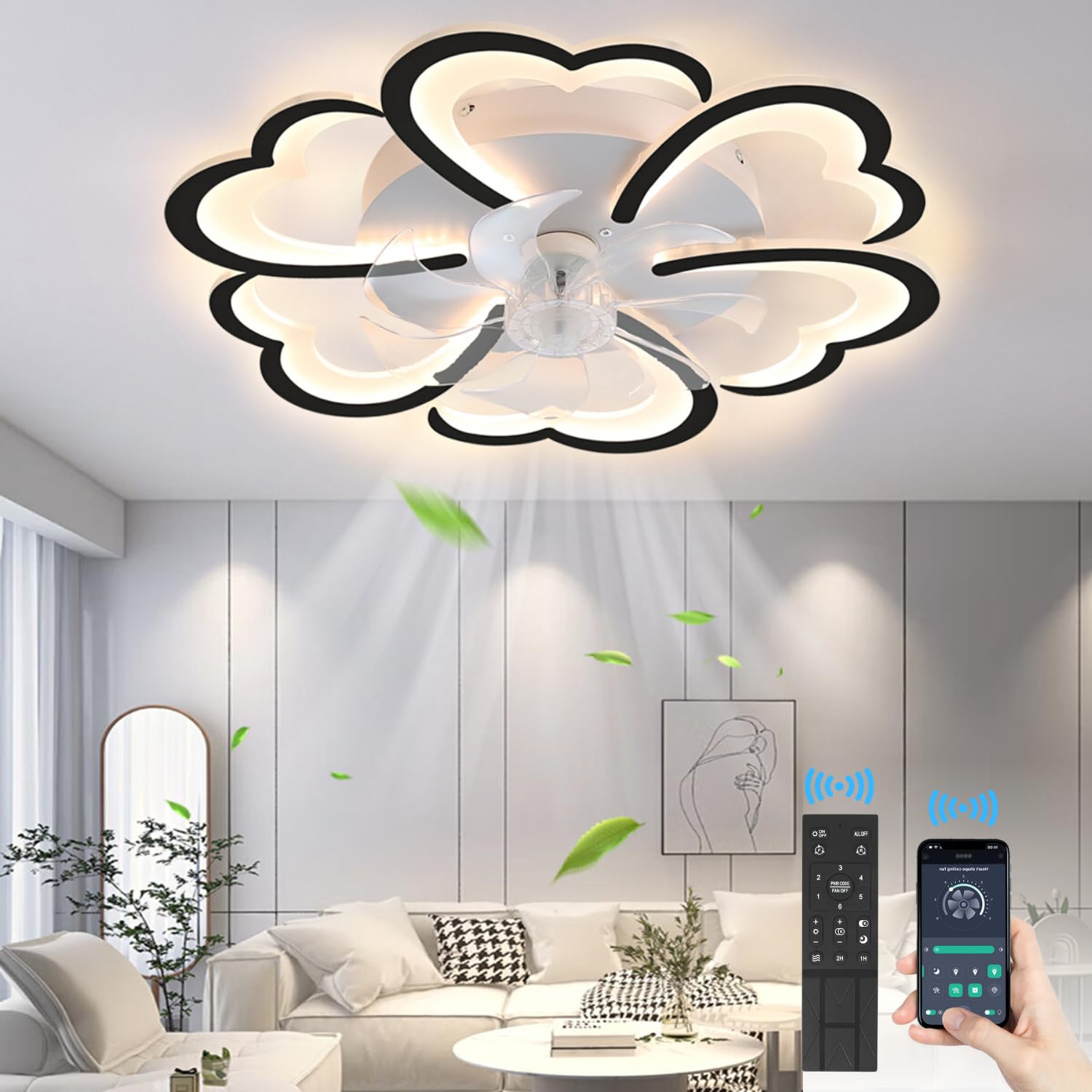 CACCISUN 27" Smart Ceiling Fan with Lights and Remote