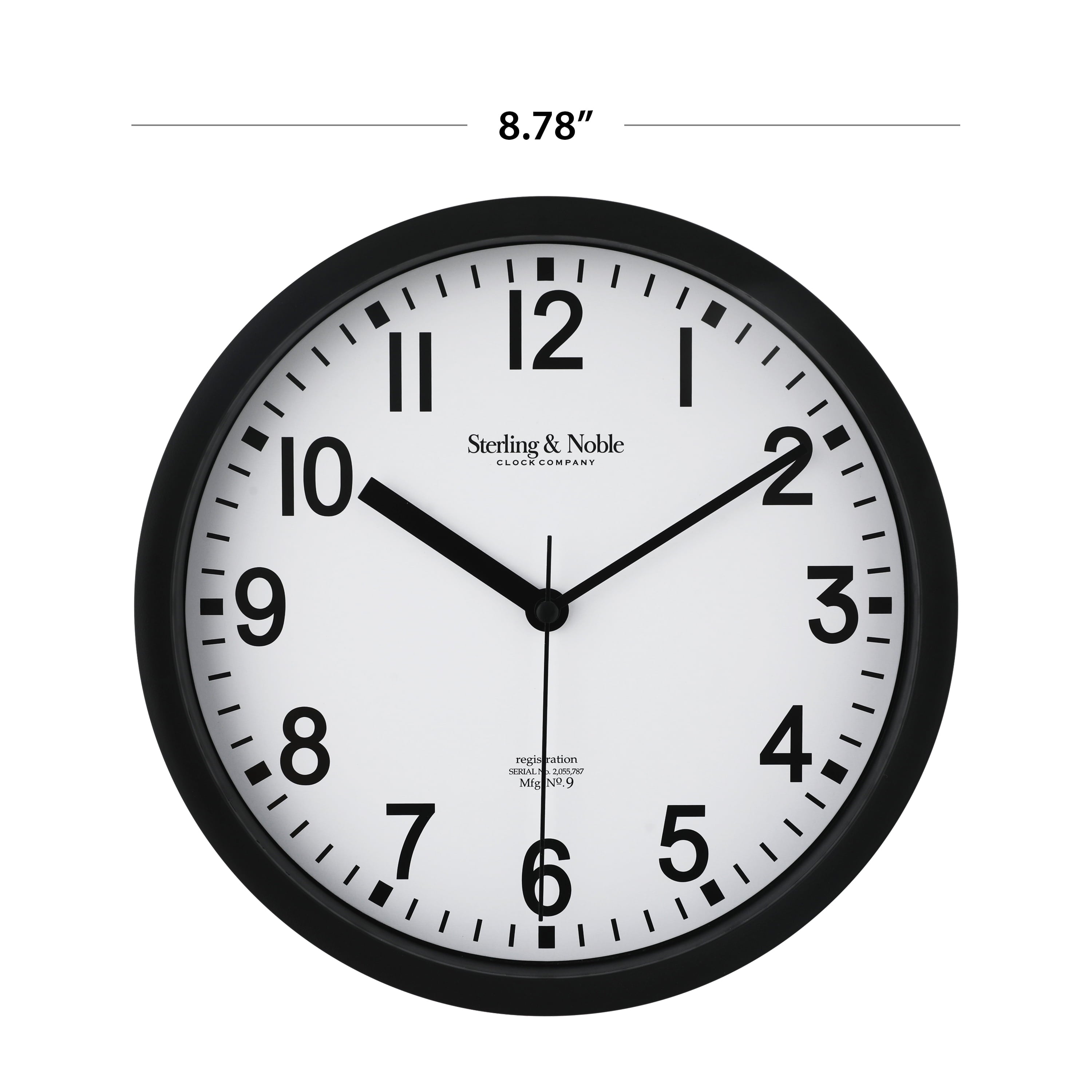 Mainstays Basic Indoor 8.78" Black Analog Round Modern Wall Clock