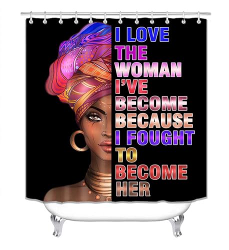 4PCS Sexy Black Girl Magic Shower Curtain Set,