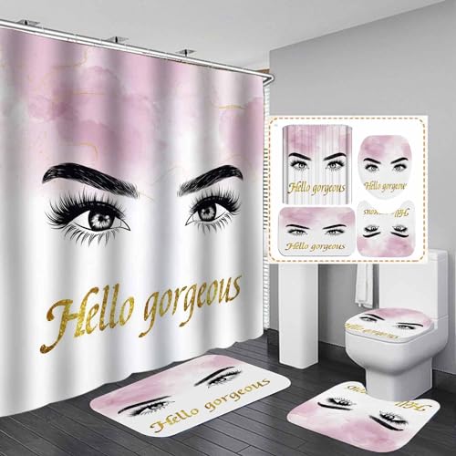 4PCS Sexy Black Girl Magic Shower Curtain Set,