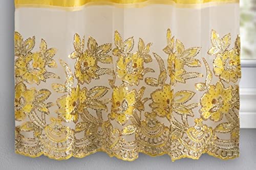 3 Piece Embroidered Window Curtain Set. Kitchen, Living Room or Bathroom Curtains