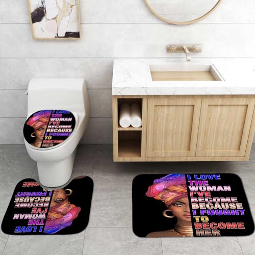 4PCS Sexy Black Girl Magic Shower Curtain Set,
