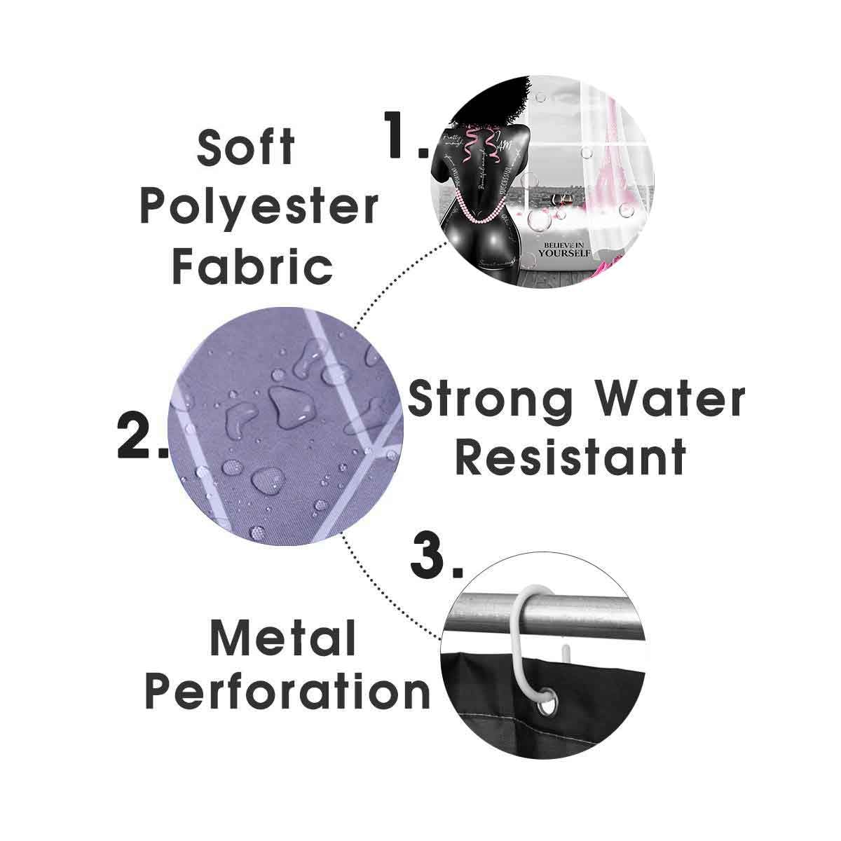 4PCS Sexy Black Girl Magic Shower Curtain Set,
